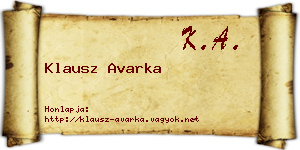 Klausz Avarka névjegykártya